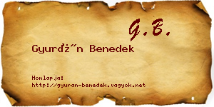 Gyurán Benedek névjegykártya